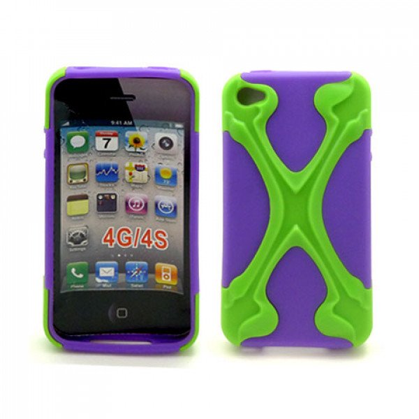Wholesale iPhone 4 4S X Case (Green-Purple)